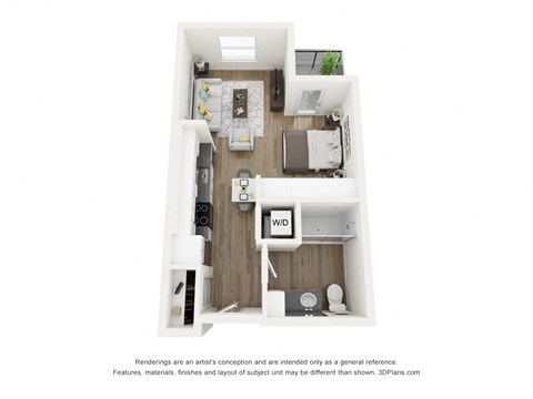 Floor plan for studio, 1 bath, 475 sqft